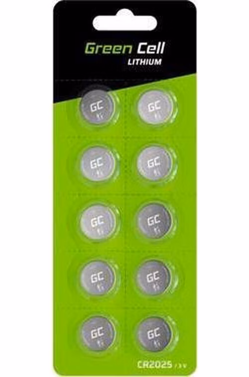 Green Cell Blister 10x Lithium Battery CR2025 3V 160mAh Button