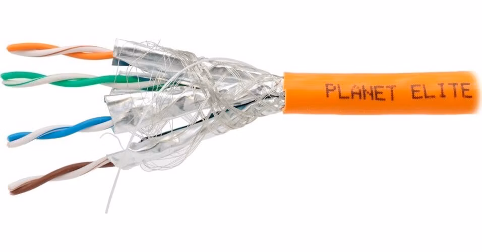 PLANET kabel SFTP, drát, Cat6A, 4p, 500MHz, B2ca,s1,d1,a1 LS0H, stíněné páry, Planet Elite, oranžový, balení 500m