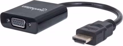 MANHATTAN Prevodník HDMI na VGA (HDMI samec na VGA samica, čierny, Polybag)