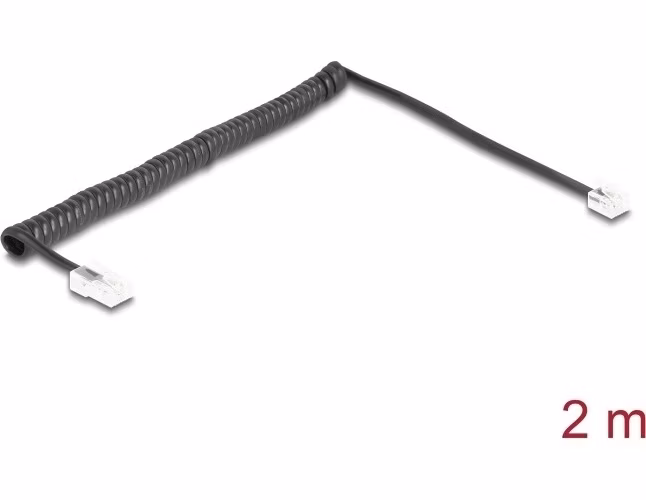 Delock Telefonní kroucený kabel ze zástrčky RJ11 na zástrčku RJ45, černý, 2 m