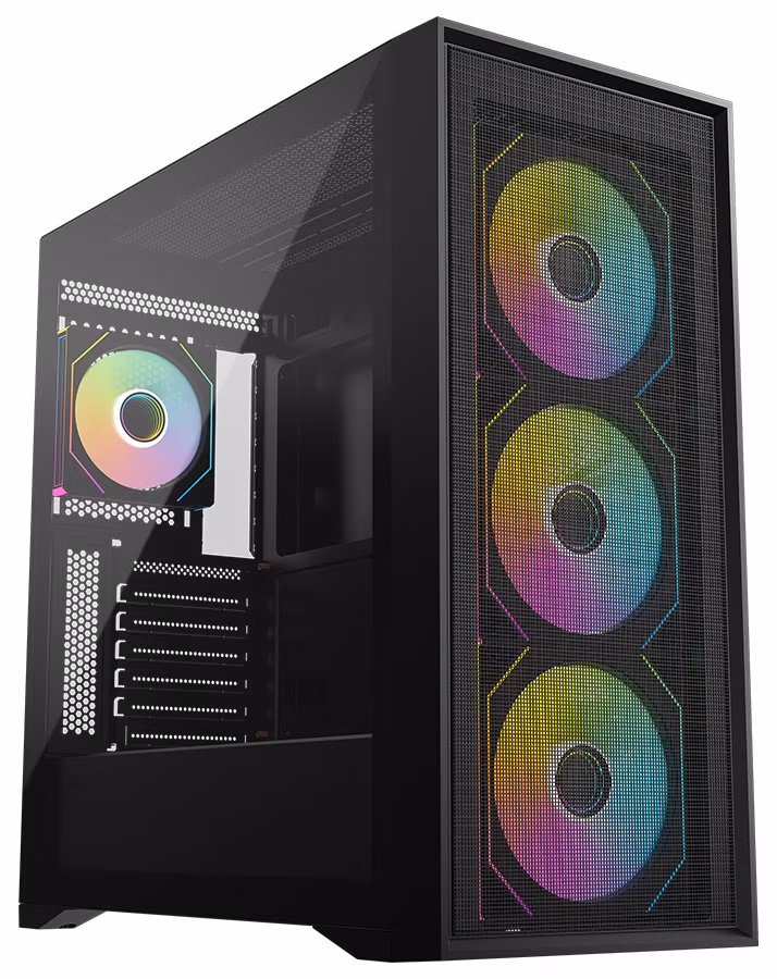 Krux skříň Vox / ATX / 3x140mm a 1x120 mm ARGB fan / USB 2.0 / USB 3.0 / USB-C / tvrzené sklo /  černá