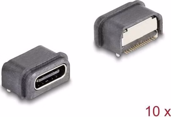 Delock 16-pinový SMD konektor USB 5 Gbps USB Type-C™, zásuvkový, k montáži pájením, vodotěsný, 10 ks