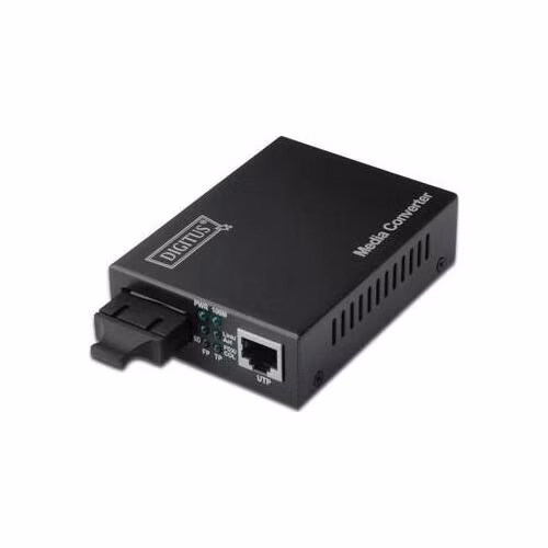 DIGITUS Media Converter, Multimode, 10/100Base-TX to 100Base-FX, Incl. PSU SC connector, Up to 2km