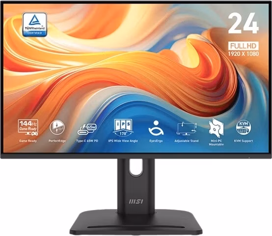 MSI PRO MP245PHG E14/ 24"/ 1920x1080/ IPS/ 4ms/ 144Hz/ 300cd/m2/ 1500:1/ HDMI/ DP/ USB/ USB-C/ VESA/ černý