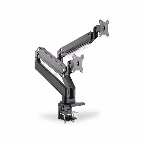 DIGITUS univerzální držák pro dva monitory s plynovou pružinou a svorkou VESA 75x100
