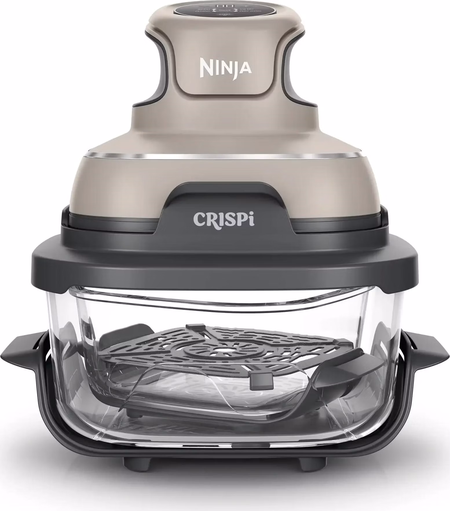 Ninja FN101EUST Crispi, přenosná horkovzdušná fritéza, 4v1, šedá, příkon 1700 W, skleněné nádoby 1,4 l a 3,8 l, bez PFAS