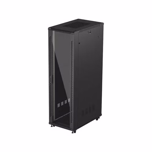 LANBERG INŠTALAČNÝ SKRIŇOVÝ ROZVADEČ 19" 42U 600X1000 ČIERNE SKLENENÉ DVERE (PLOCHÉ BALENIE)