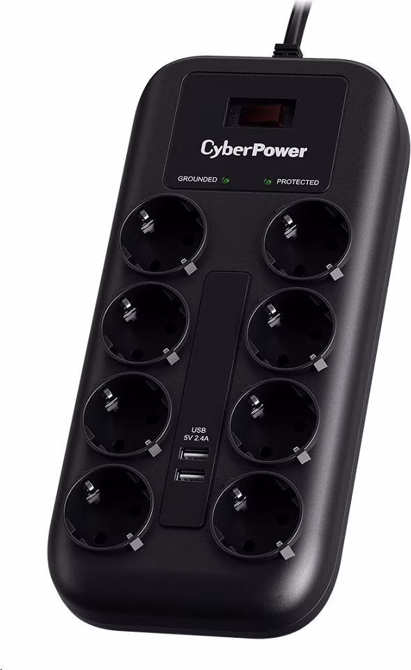CyberPower Surge Buster™ 8 zásuviek, 2xUSB, 1.8m, nemecký, nový