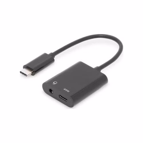 Digitus Rozbočovací kabel USB typu C, typ C - 3,5 mm + typ C M/F/F, 0,2 m, Gen2, 5A, 10 GB, Vers. 3,1, CE, bl