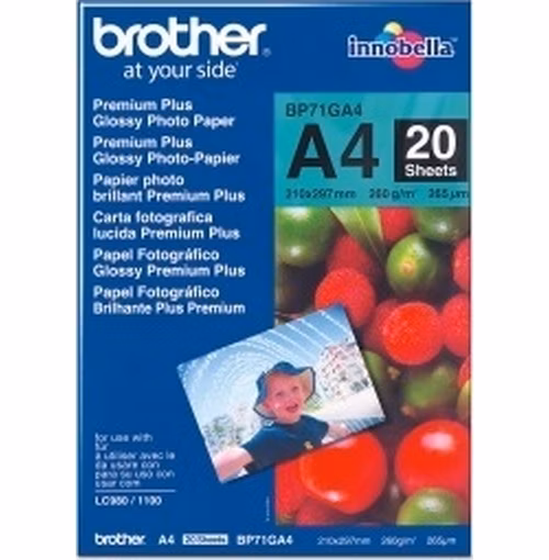 Brother fotopapír BP71GA4, 20 listů, A4, Premium Glossy, 260g