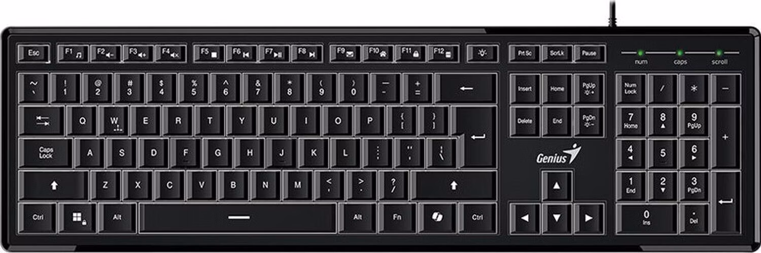 Genius SlimStar 820 Klávesnice, drátová, podsvícená, copilot klávesa, CZ+SK layout, USB, černá