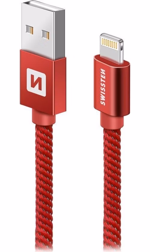 Swissten Datový Kabel Textile Usb / Lightning Mfi 2,0 M Červený
