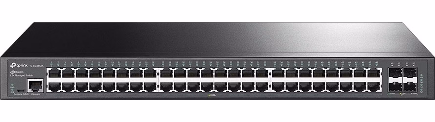 Omada 48-Port Gigabit L2+ Managed Switch with 4 10GE SFP+ Slots PORT: 48× Gigabit RJ45 Ports, 4× 10G SFP+ Slots, RJ45/Mi