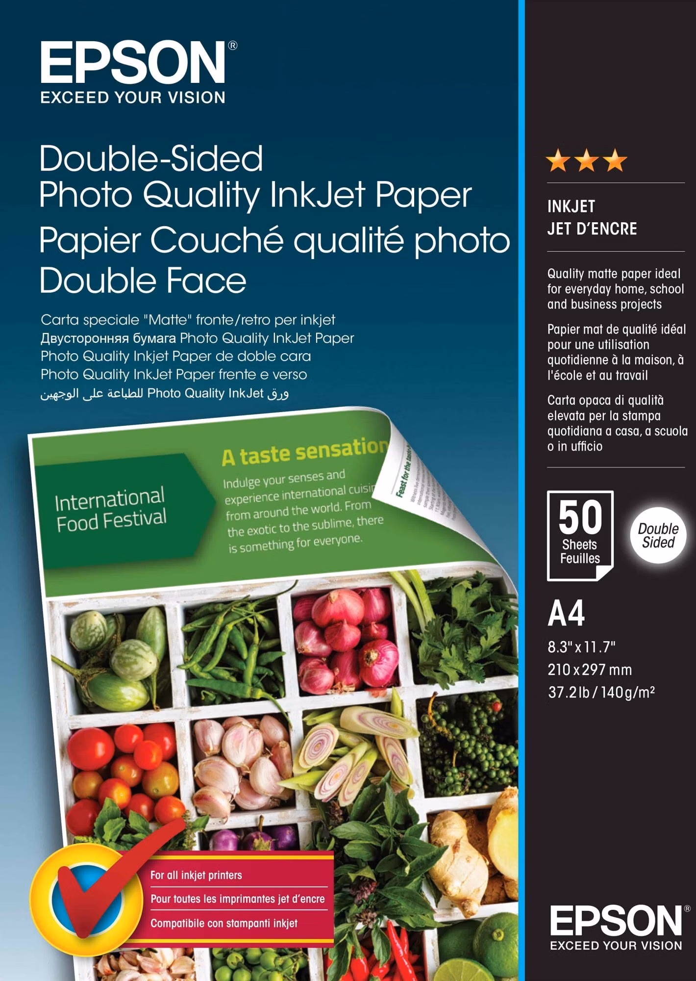 EPSON paper A4 - 120g/m2 - 50 sheets - Double-Sided Photo Quality Inkjet Paper
