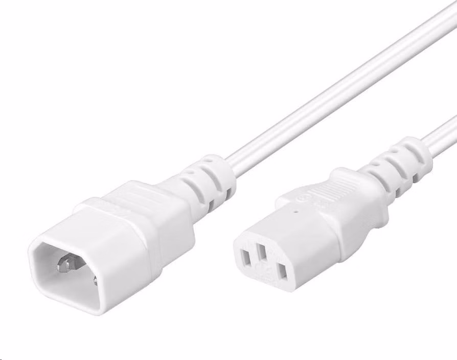 PremiumCord Prodlužovací kabel síť 230V, C13-C14, bílý 2m