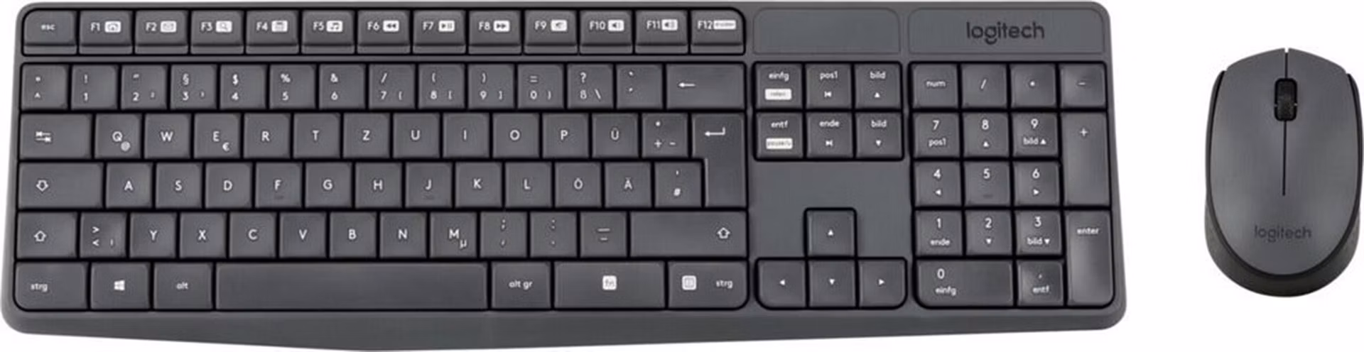 Logitech set MK235/ Bezdrátová klávesnice + myš/ 2.4GHz/ USB přijímač/ CZ/ šedý