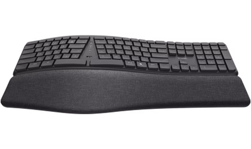TRUST klávesnice Keyra, Ergonomická, Bezdrátová, US, černá