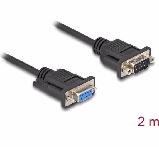 Delock Sériový kabel rozhraní RS-232 D-Sub9, ze zástrčkového na zásuvkový, délky 2 m