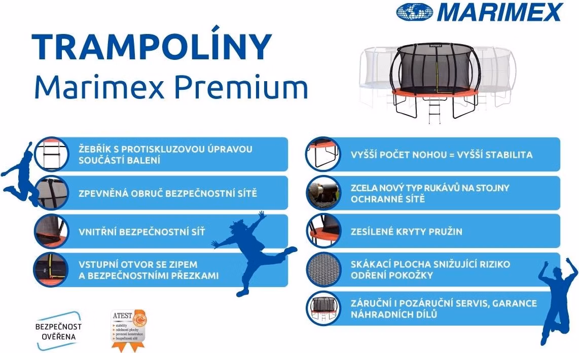 Marimex Premium trampolína 305 cm + vnitřní ochranná síť + schůdky ZDARMA