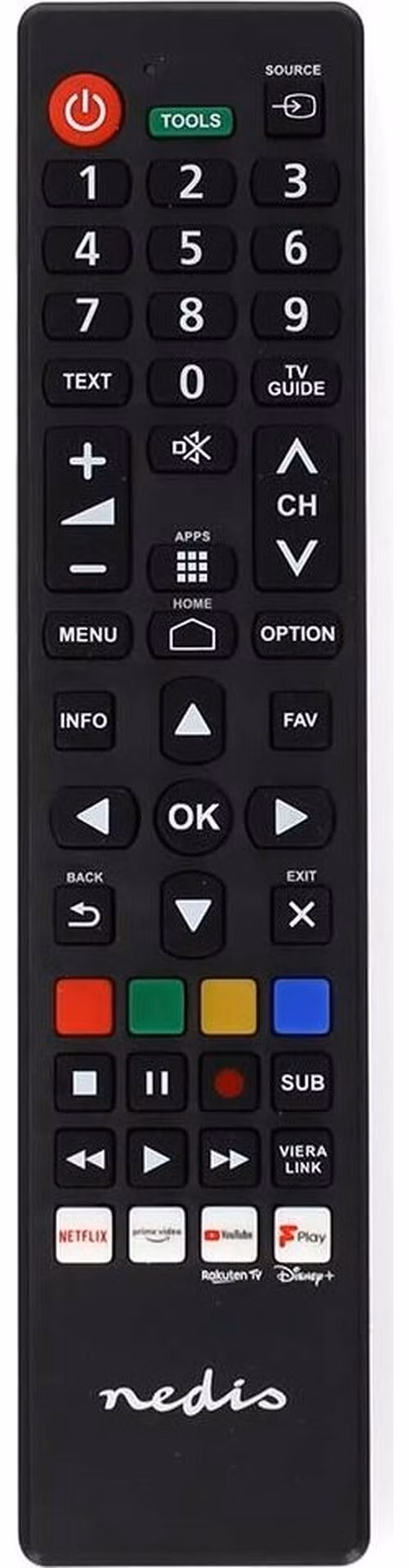 Nedis TVRC45PASHBK - Náhradní Dálkový Ovladač | Panasonic / Sharp TV | Předprogramovaný | Černá