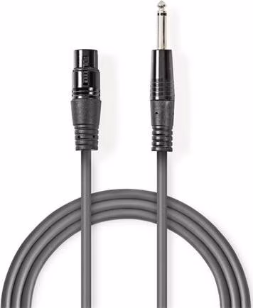 Nedis COTG15120GY100 - Nevyvážený XLR Audiokabel | XLR 3pinová Zásuvka – 6,35mm Zástrčka | 10 m | Šedá barva
