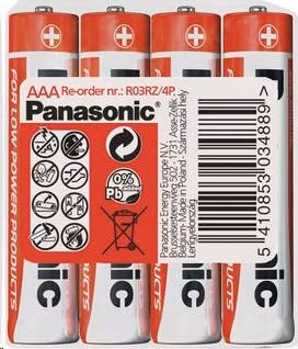 PANASONIC Zinkouhlíkové baterie Red Zinc R03RZ/4P AAA 1,5V (shrink 4ks)