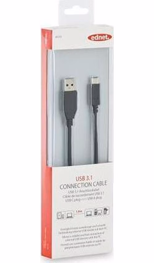 Ednet Připojovací kabel USB typu C, typ C na A M/M, 1,8 m, 3A, 480 MB, verze 2.0, bl