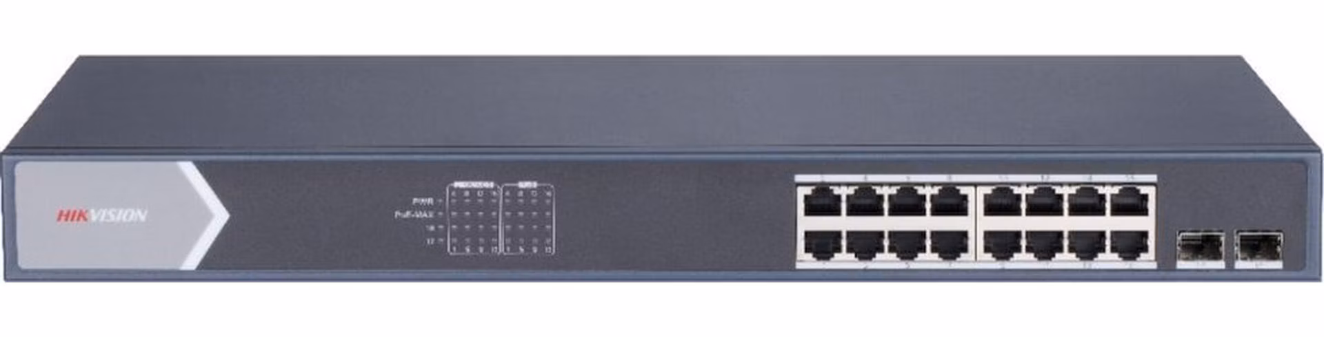 Hikvision DS-3E1518P-SI - Smart managed switch 16x Gb PoE + 2x Gb SFP Uplink, 225W, Super PoE - dosah až 300m