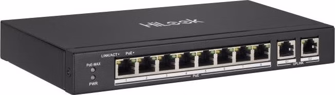 HiLook Powered by HIKVISION switch NS-0310P-60/ 8x port/ 10/100 Mbps RJ45 ports PoE / 2x Gb uplink