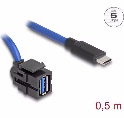 Delock Keystone modul USB 5 Gbps A samice na USB typu C™ samec s kabelem