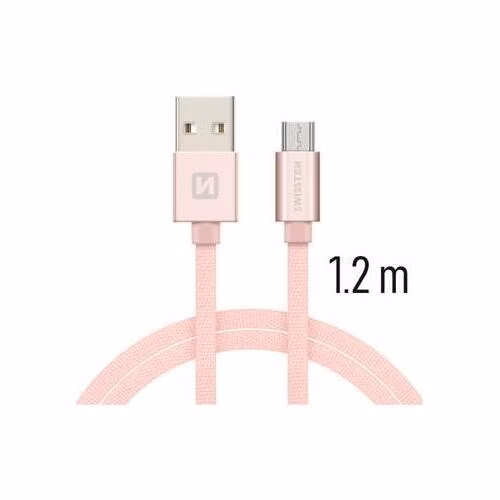 SWISSTEN DATA CABLE USB / MICRO USB TEXTILE 1,2M PINK