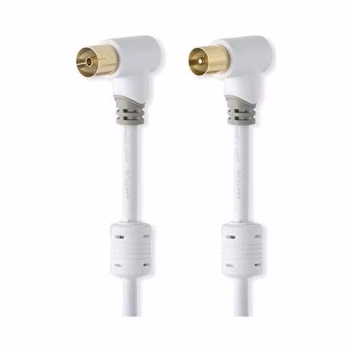Nedis CSBW40010WT20 - Koaxiální Kabel 100 dB | IEC (Koaxiální) Úhlová Zástrčka - IEC (Koaxiální) Úhlová Zástrčka | 2 m | Bílá barv