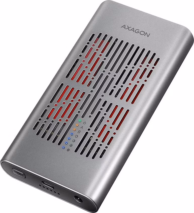 AXAGON box pro 2x M.2 NVMe SSD s funkcí klonování / EEM2-20GD / USB-C / USB 3.2 Gen2 / kabel 30cm USB-C na USB-C