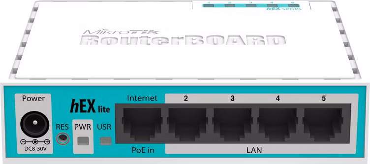 MIKROTIK RouterBOARD hEX lite + L4 (850MHz, 64 MB RAM, 5xLAN switch, plastic case, zdroj)