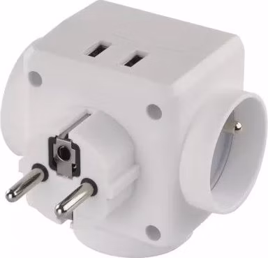 EMOS Rozbočovacia zásuvka 3× guľatá, 2× USB