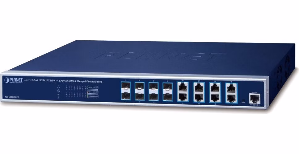 Planet XGS-6320-8X8TR L3 switch, 8x10Gb, 8x10Gb SFP+, QoS, 2x power-in