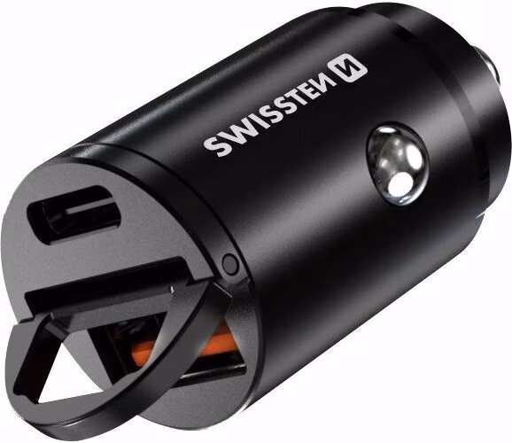 Swissten CL adaptér Power Delivery USB-C + Super Charge 3.0 30W nano černý