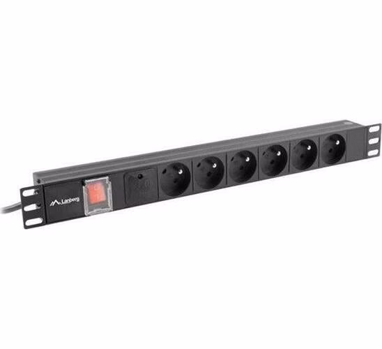 LANBERG NAPÁJECÍ DISTRIBUČNÍ JEDNOTKA (PDU) 19" 1U 16A 6X FRANCOUZSKÉ ZÁSUVKY 2M ČERNÁ