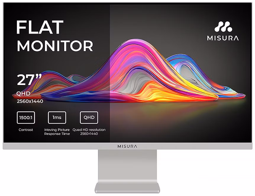 MISURA 27" LED VIVA P26M2741QKAS01/ IPS/ 2560x1440 (QHD)/ 1ms/ 350 cd/m2/ 1500:1/ HDMI/ DP/ USB-C/ měsíčně stříbrný