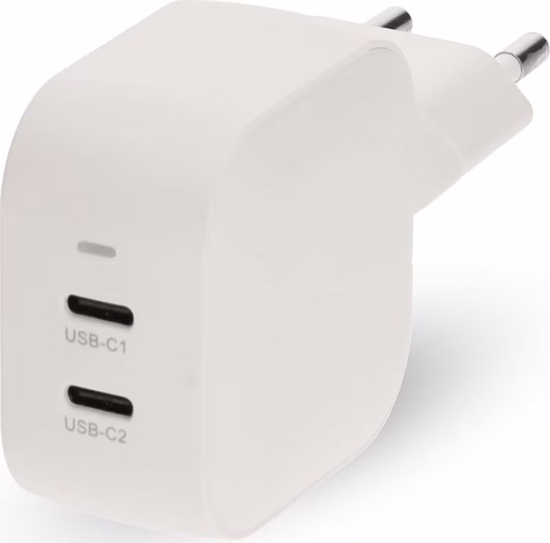 NEDIS síťová nabíječka/ 45 W/ PD 3.0/ rychlé nabíjení/ 2.25 / 3.0 A/ 2x USB-C/ bílá