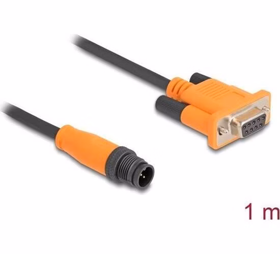 Delock Kabel sběrnice M12 CAN, A-kódovaný, 9 pinový, ze zástrčky na zásuvku D-Sub 9, délky 1 m