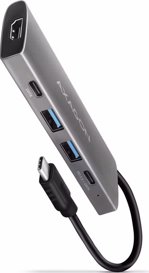 AXAGON HMC-5G21, USB 10Gbps hub, porty 2x USB-A, 2x USB-C, HDMI 4k/30, PD 60W, kábel USB-C 13cm
