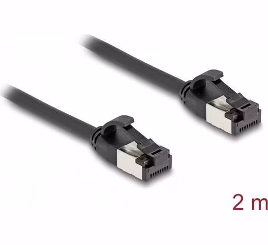 Delock Kabel RJ45 ze zástrčky na zástrčku, Cat.8.1, ohebný, 2 m, černý