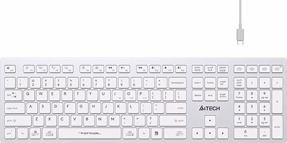 A4tech FBX50C, bezdrátová kancelářská klávesnice, bílá