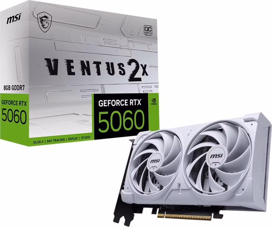 MSI GeForce RTX 5060 8G VENTUS 2X OC WHITE / 8GB GDDR7 / PCI-E / 3x DP / HDMI