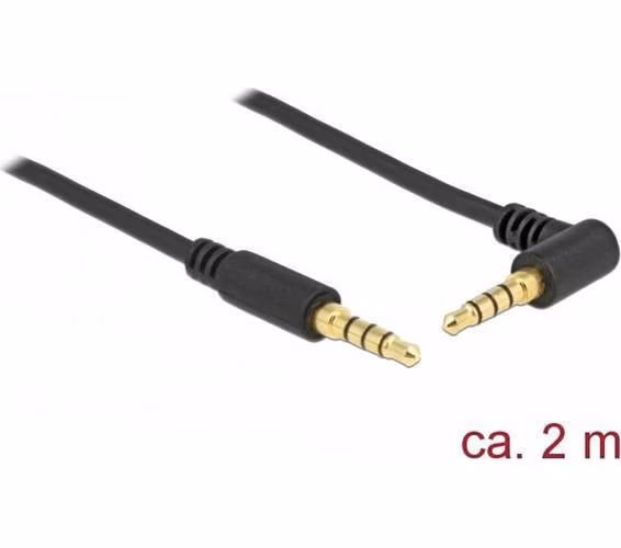 Delock Kabel Stereo Jack 3,5 mm 4 pin samec > samec pravoúhlý 2 m černá