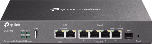 tp-link ER707-M2, Omada Multi-Gigabit VPN RouterPORT: 1× 2.5G RJ45 WAN Port, 1× 2.5G RJ45 WAN/LAN Port, 1× Gigabit SFP WAN/LAN
