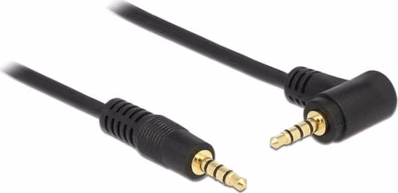 Delock kabel Stereo Jack 3.5 mm 4 pin samec > samec úhlový 2 m černý