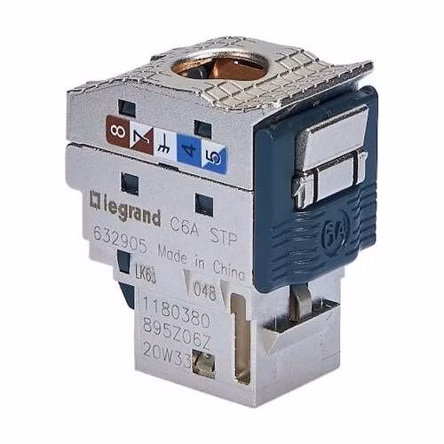 Legrand LINKEO-C Keystone Cat5e, tieneny STP, samorezný TOOLESS, strieborný, pack 24ks