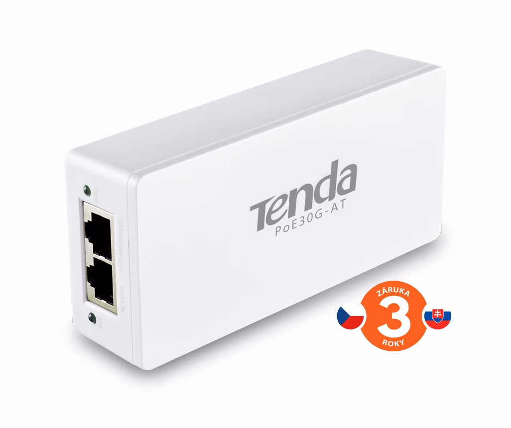 Tenda POE30G-AT Gigabit Power Injector AF/AT 30W, 802.3af, 802.3at, 2x GLAN 10/100/1000 Mb/s, PoE+